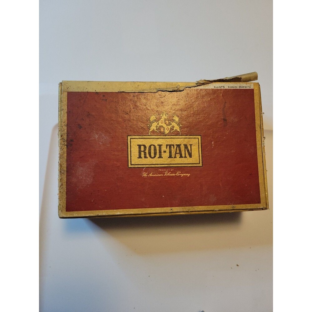 Vintage ROI-TAN Fresh Perfectos Extra Cigar Box American Tobacco Co Owensboro Ky